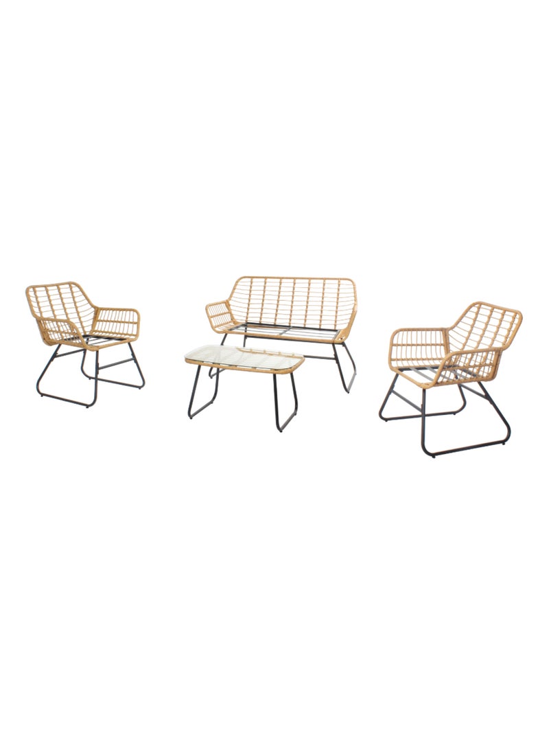 MALAGA Salon de jardin bas 4 places effet rotin Marron - Kiabi