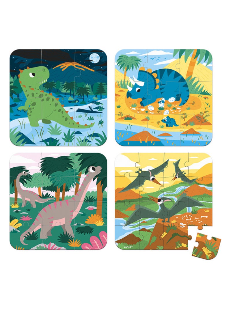 Malette de 4 petits puzzles Dinosaures (6 à 16 pièces) N/A - Kiabi