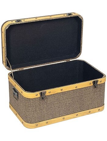 Malle décorative rétro en bois et toile