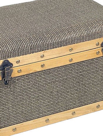 Malle décorative rétro en bois et toile