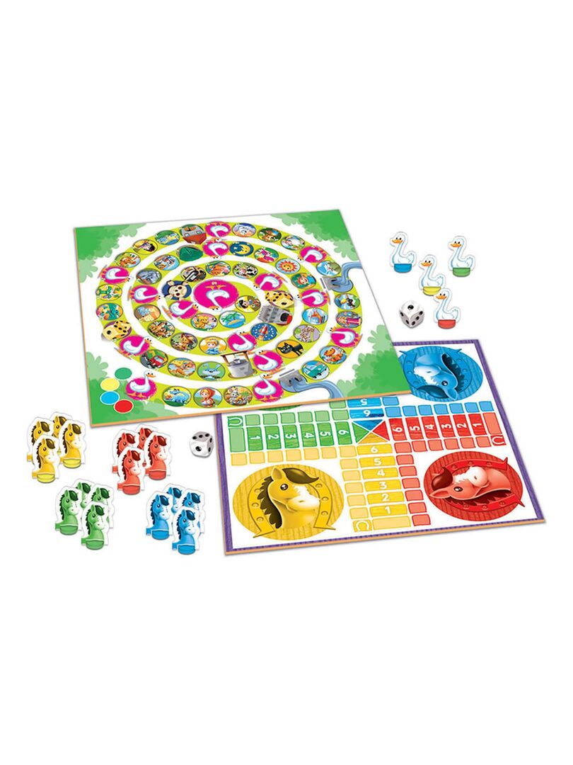 Mallette de jeux en bois – Jeu de l'Oie, Dames, Petits Chevaux