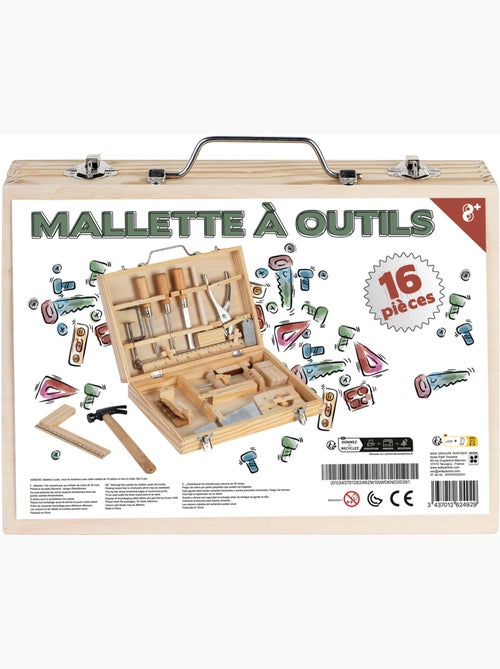 Mallette outils bois en métal 16 pièces - Kiabi