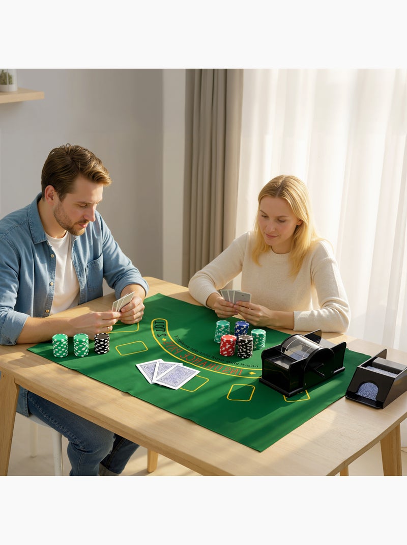 Mallette pro de poker 300 jetons 2 jeux cartes 5 dés 3 boutons sabot mélangeur tapis N/A - Kiabi