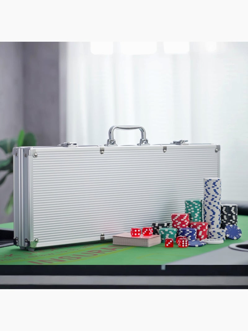 Mallette professionnelle de poker 500 jetons 2 jeux de cartes 5 dés bouton dealer 2 clés alu N/A - Kiabi
