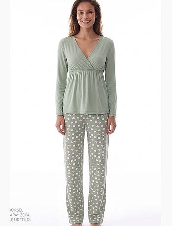Mama ensemble de pyjama à pois et manches longues penti