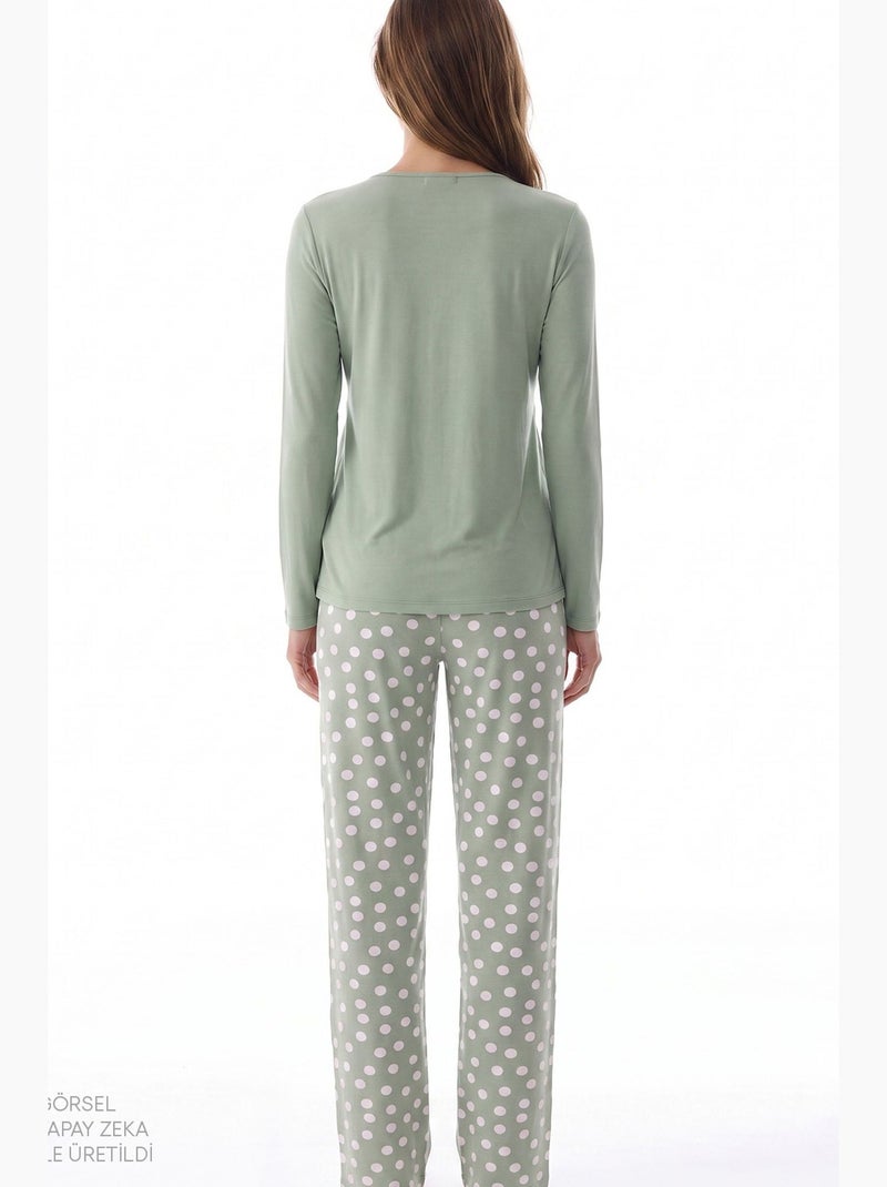 Mama ensemble de pyjama à pois et manches longues penti Vert menthe - Kiabi