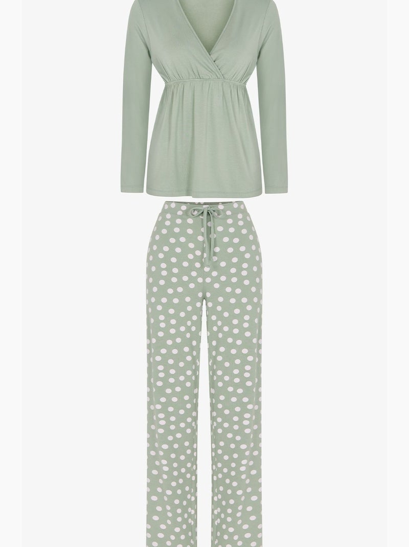Mama ensemble de pyjama à pois et manches longues penti Vert menthe - Kiabi