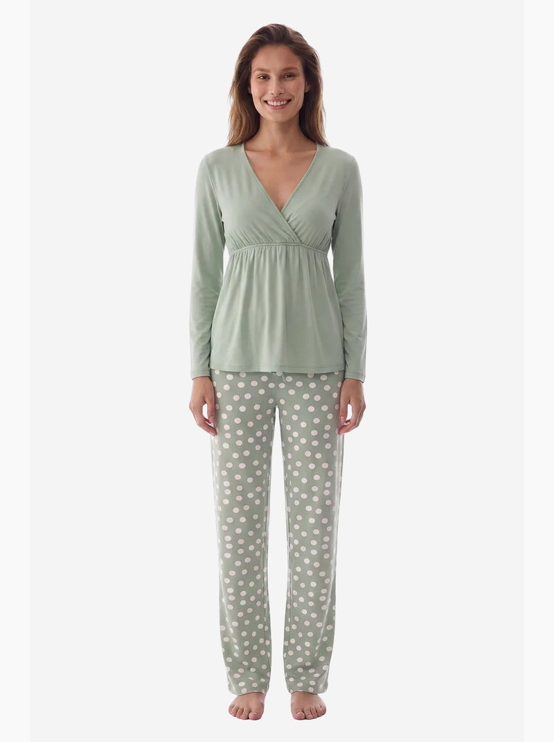 Mama ensemble de pyjama à pois et manches longues penti Vert menthe - Kiabi