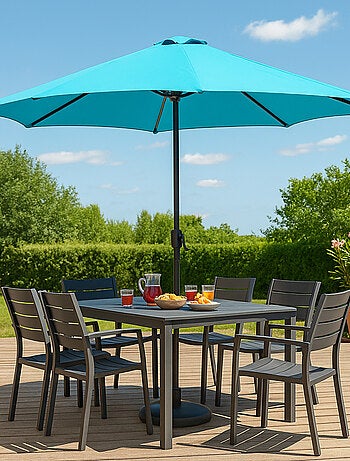 MANAROLA - Parasol circulaire 3m droit avec LED bleu en aluminium