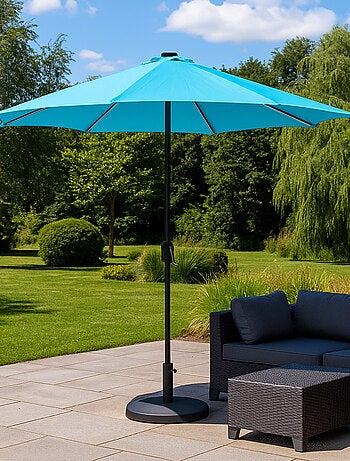 MANAROLA - Parasol circulaire 3m droit avec LED bleu en aluminium