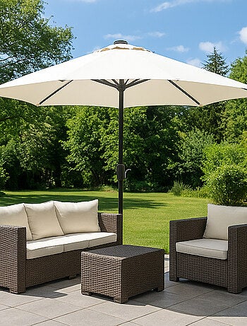 MANAROLA - Parasol circulaire 3m droit avec LED bleu en aluminium