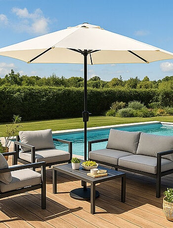 MANAROLA - Parasol circulaire 3m droit avec LED bleu en aluminium