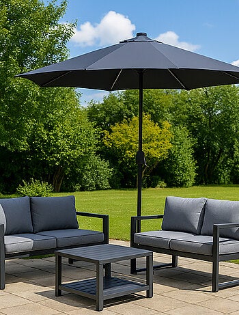 MANAROLA - Parasol circulaire 3m droit avec LED bleu en aluminium