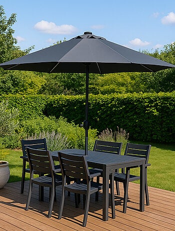 MANAROLA - Parasol circulaire 3m droit avec LED bleu en aluminium