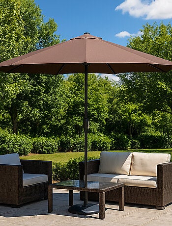 MANAROLA - Parasol circulaire 3m droit avec LED bleu en aluminium