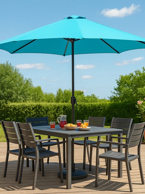 MANAROLA Parasol bleu rond 2,92 x 2,92 m led - Kiabi