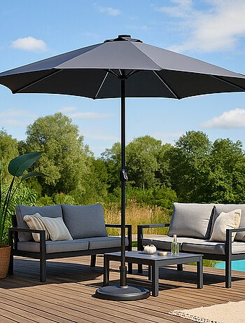 MANAROLA Parasol bleu rond 2,92 x 2,92 m led