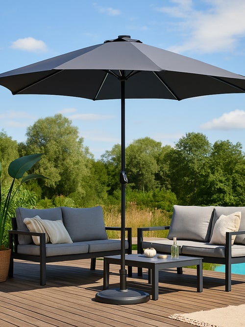 MANAROLA Parasol gris rond 2,92 x 2,92 m led - Kiabi