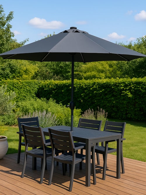 MANAROLA Parasol gris rond 2,92 x 2,92 m led - Kiabi