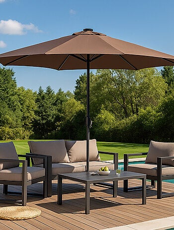 MANAROLA Parasol bleu rond 2,92 x 2,92 m led