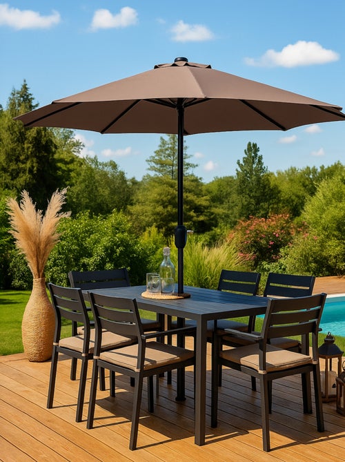 MANAROLA Parasol marron rond 2,92 x 2,92 m led - Kiabi