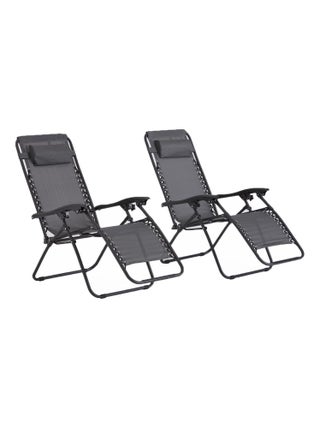 Manihi - Lot de 2 transats inclinables noir et gris foncé
