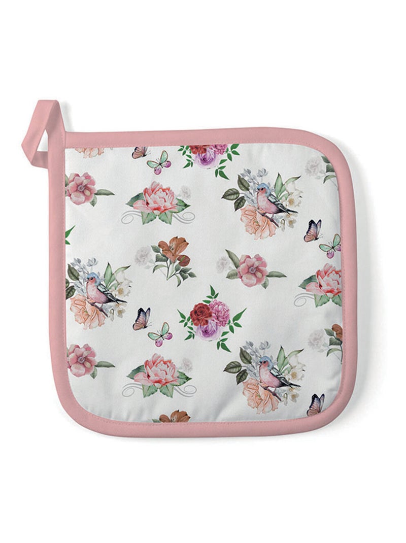 Manique de cuisine charlotte fleurs, oiseaux et papillons Blanc - Kiabi