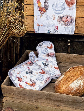 Manique de cuisine poules et coqs