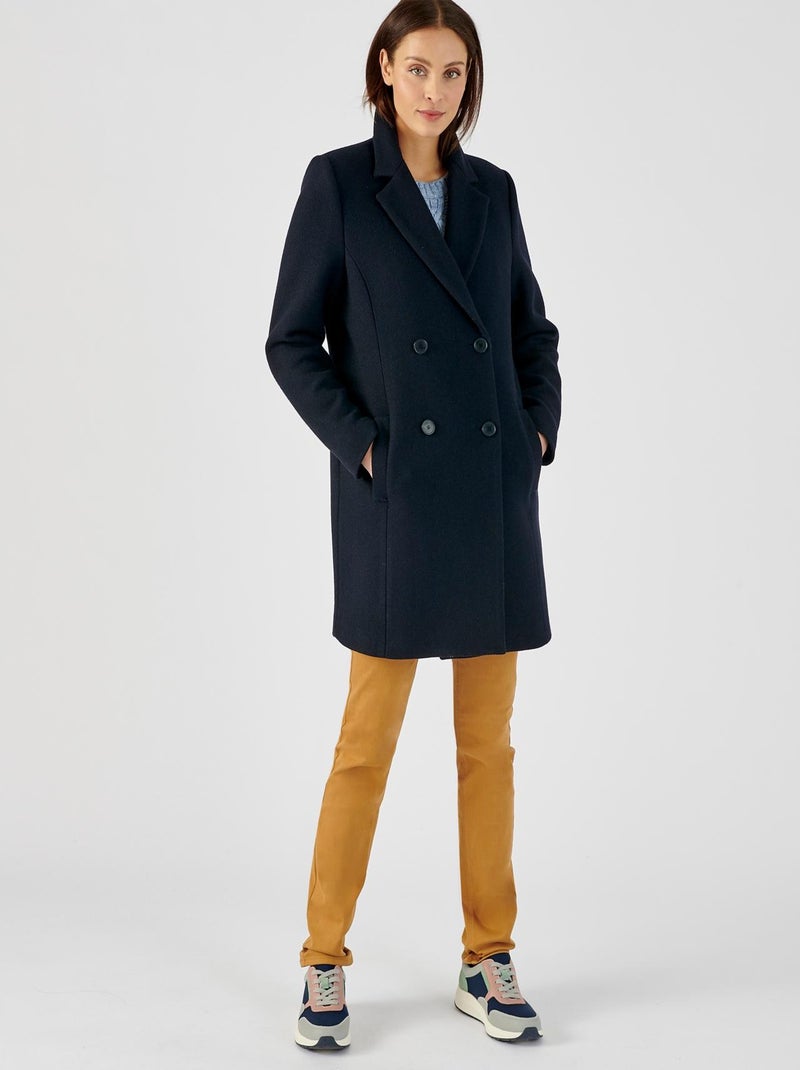 Manteau à base de laine, doublé Thermolactyl - Damart Bleu marine - Kiabi