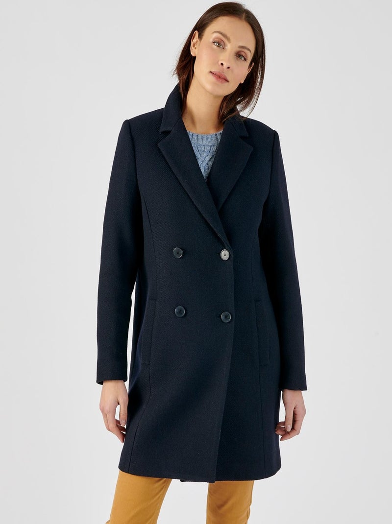 Manteau à base de laine, doublé Thermolactyl - Damart Bleu marine - Kiabi