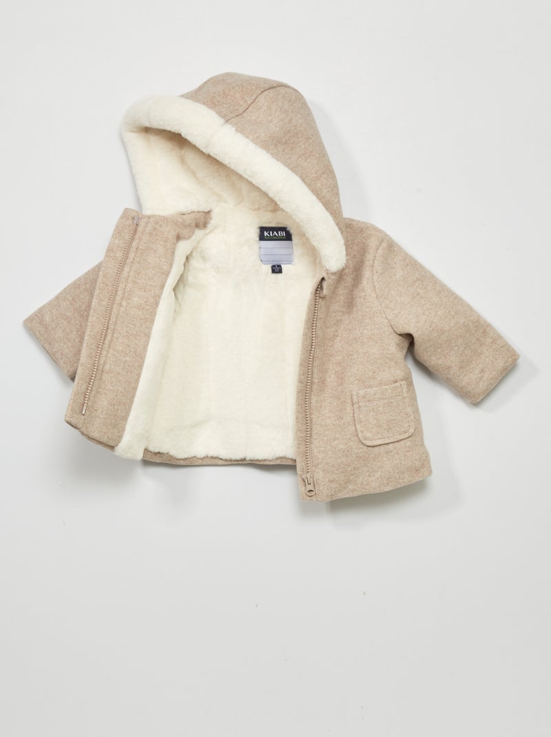Manteau à capuche Beige - Kiabi