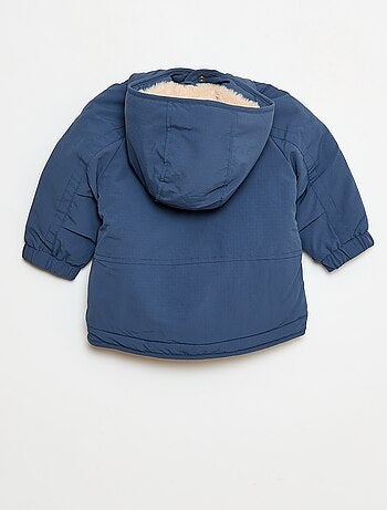 Manteau à capuche doublé fausse fourrure