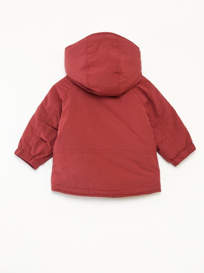 Manteau à capuche doublé fausse fourrure Rouge - Kiabi