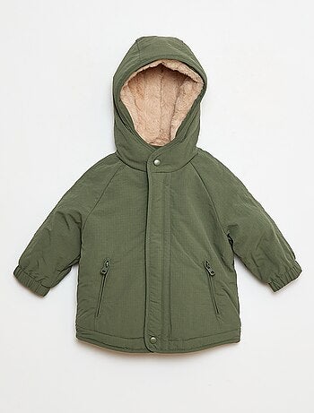 Manteau à capuche doublé fausse fourrure