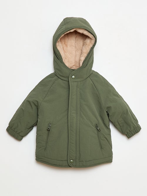 Manteau à capuche doublé fausse fourrure - Kiabi