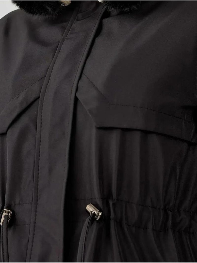 Manteau à capuche en fausse fourrure bdart Noir - Kiabi