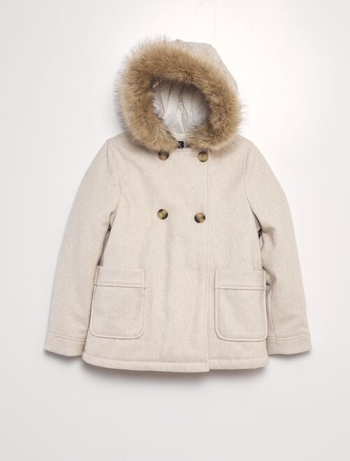 Manteau à capuche façon lainage - Kiabi