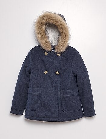 Manteau à capuche façon lainage