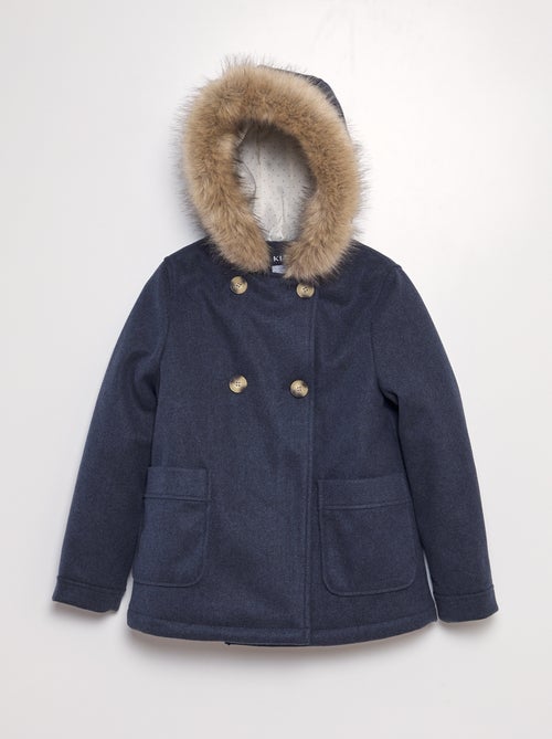 Manteau à capuche façon lainage - Kiabi