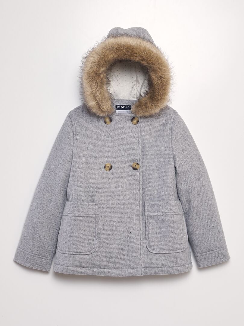 Manteau à capuche façon lainage Gris - Kiabi