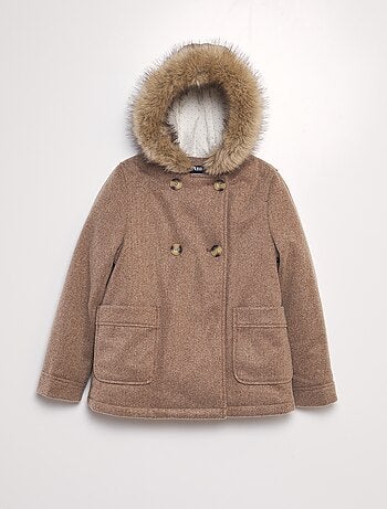 Manteau à capuche façon lainage