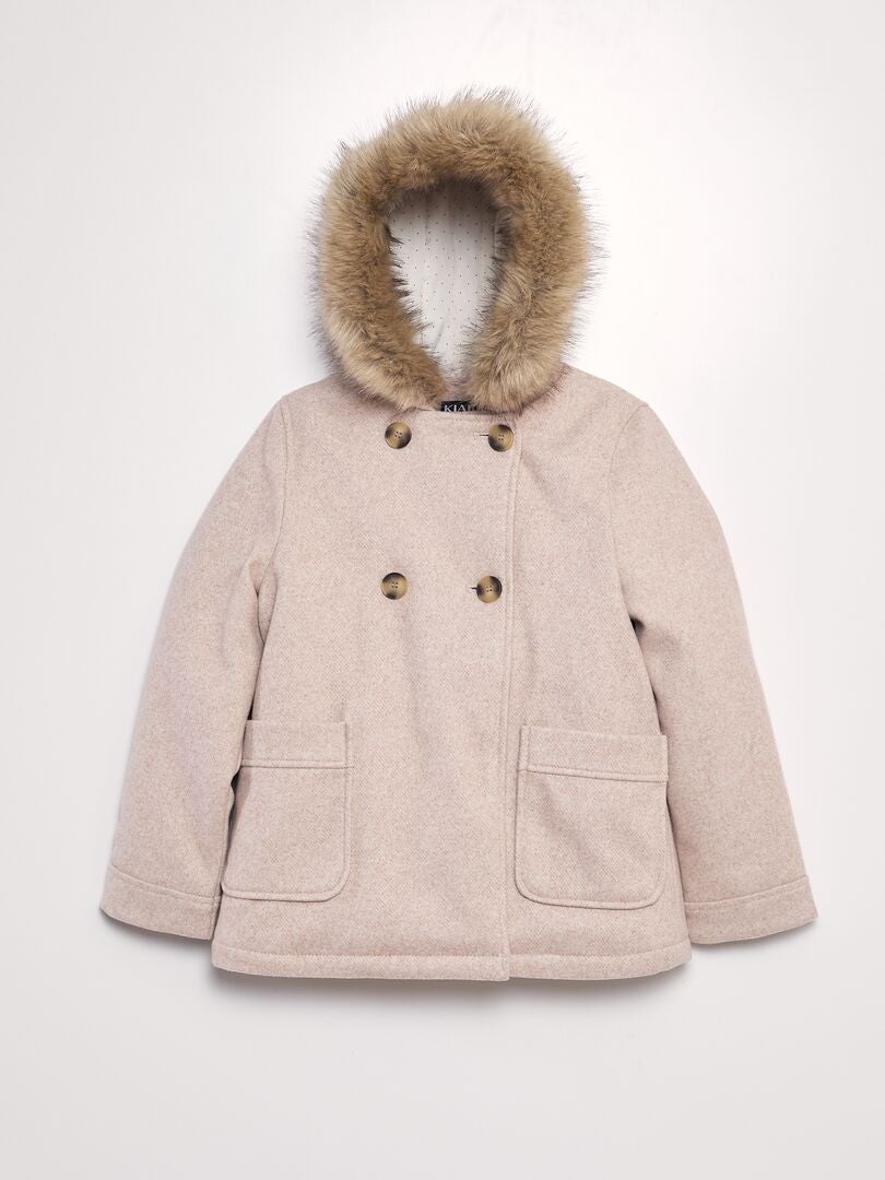 Manteau à capuche façon lainage Rose clair - Kiabi