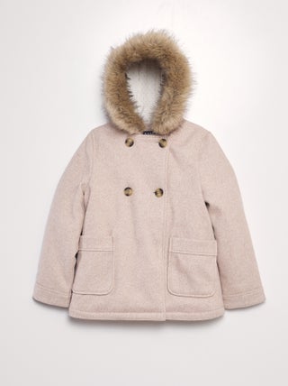 Manteau à capuche façon lainage