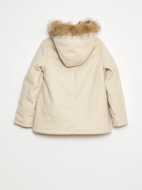 Manteau à capuche façon laine - Kiabi