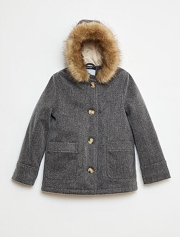 Manteau à capuche façon laine