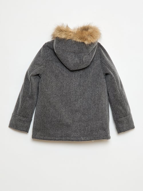 Manteau à capuche façon laine - Kiabi