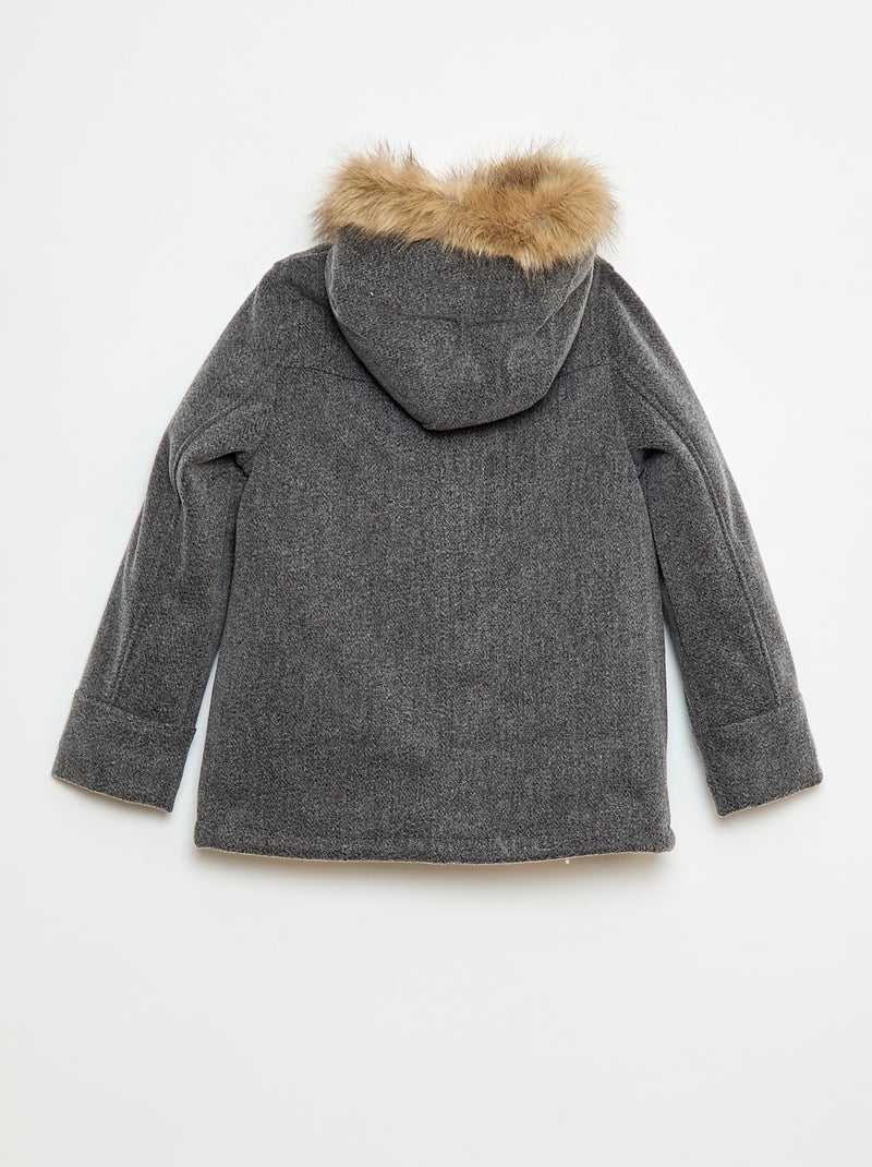 Manteau à capuche façon laine Gris - Kiabi