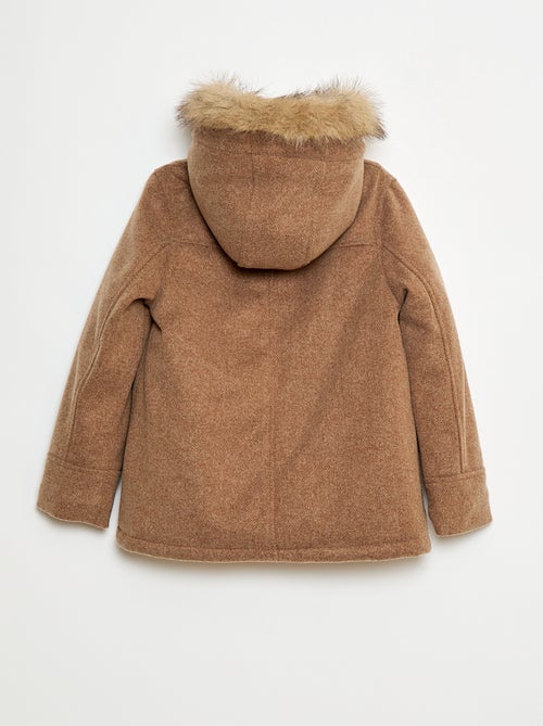 Manteau à capuche façon laine - Kiabi