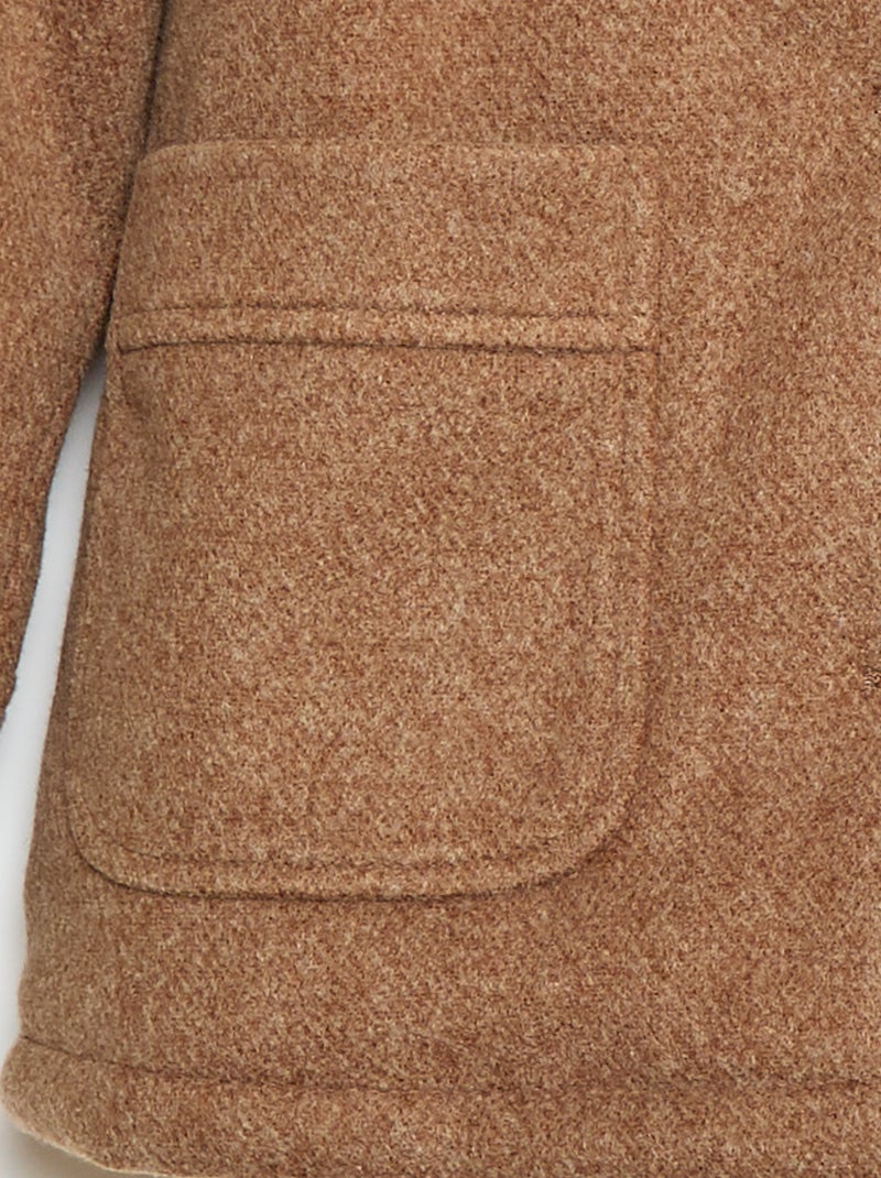 Manteau à capuche façon laine Marron - Kiabi