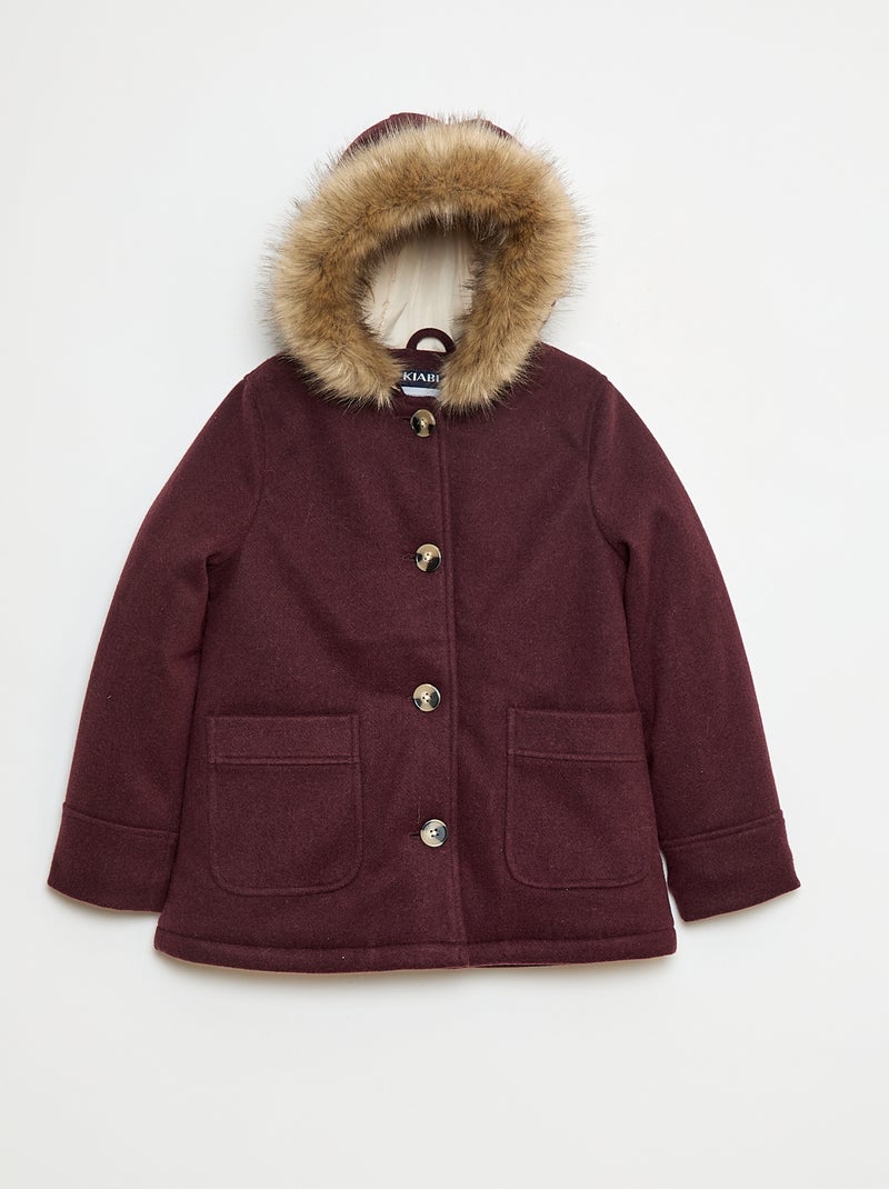 Manteau à capuche façon laine Violet Fille Kiabi